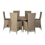 Serena havemøbelsæt med 6 Wells stole, Ø150 cm - natur (På lager i et varehus)