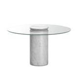 Karakter - Castore dining table Ø130, Bianco Carrara / clear glass
