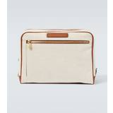 Brunello Cucinelli Leather-trimmed canvas toiletry bag - beige - One size fits all