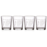 Pack med 4 graveret shotglas | 60 cl. | af glas| Personlige snapseglas | Sæt med 4 shotglas