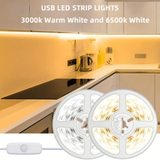 SHEIN 3ft-50ft LED Strip Lights,6500K Daylight White And 3000K Warm White, USB Interface, Safe And Convenient, Press The Button Can Be Switched On/Off, Easy