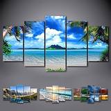 5 paneler landskabsprint plakater/billede strand blå hav solnedgang moderne vægkunst vægophæng gave boligdekoration rullet lærred uden ramme uindrammet ustrakt Lightinthebox