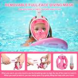 Full Face Snorkel Mask With Dry Top Breathing System And Detachable Camera Mount, Snorkeling Gear For Kids Boys Girls, Snorkeling Mask With 180 Degree Panoramic View And Anti Leak Design