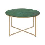 Alisma sofabord - Grønt glas med marmormønster - Ø:80 H:45 cm.