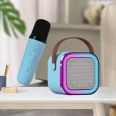 Bluetooth Speaker With RGB Colorful Lighting Portable Outdoor Home Karaoke SingleDouble Wireless Smart AI Speaker With Microphone - Blue - one-size