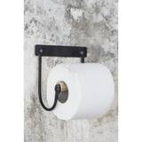 Toiletpapirholder med trærulle i sort metal - Ib Laursen