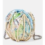 Pucci Raffia leather-trimmed bucket bag - blue - One size fits all
