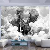 Fototapet - Elephant in the Clouds (Black and White) - Flere Størrelser fra Walldelux.dk