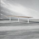 Konferencebord Modul, Størrelse 420 cm, Ben Hvid, Farve Valnød