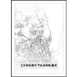 Kort - Lyngby-Taarbæk - Hvid Plakat (21x29.7 cm (A4))