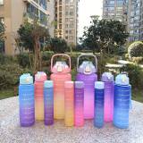 1pc/3pcs, Motivational Water Bottle, 300ml/700ml/2l Plastic Water Bottles Set, Sports Water Cups, Portable Drinking Cups, Summer Drinkware, For Outdoor Camping, Hiking, Fitness, Birthday Gifts