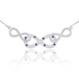 Sapphire Triple Infinity Diamonds Infinity Necklace in 9ct White Gold