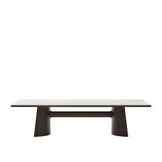Poliform - Kensington Table 300 cm, Brushed Metal Iron, Top Glossy Sahara Noir Marble