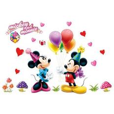 Mickey & Minnie wallsticker. Fødselsdag. 120x75cm.