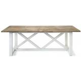 Spisebord i genanvendt elmetræ 220 x 100 cm - Antik hvid/Natur