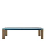 B&B Italia - Parallel Structure Glass Table, Transparent Extra Light Glass, Width: 230 cm, Smoked Oak Legs, Blue Painted Crosspiece
