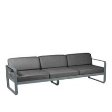 Fermob - Bellevie 3 Seater Sofa Graphite Grey Cushions, Storm Grey