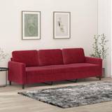 3-personers sofa 210 cm fløjl vinrød