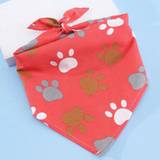 SHEIN 1pc Digital Printed Red Pet Saliva Towel With Paw Prints, Small And Medium-Sized Pets