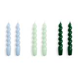 HAY - Candle Spiral Set of 6 - Light blue, mint and green