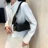 SHEIN Cool And Stylish Girl Niche Design Leather Zipper Shoulder/Handheld/Underarm Bag, Vintage European And American 2024 Crescent-Shaped New Bag
