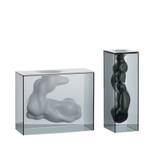 Glas Italia - ANG01 Angelo Vase, Smoked Glass, Ceramic sculpture, Finish: Platinum lacquered