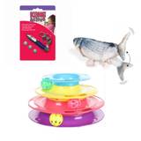 Flamingo - 1x opladelig catnip fisk 1x kattelegetøj med bolde 1x kong laser - Fri fragt og klar til levering