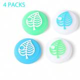 SHEIN 4 PACKS Cute Thumb Grip Caps For Switch/Lite/OLED Controller, Animal Crossing Kawaii Leaf Joystick Analog Soft Silicone Button Stick Covers For NS Joy