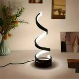 SHEIN Metal Spiral LED Desk Lamp, Modern Bedside Lamp With 3 Color Modes - Black, Unique Bedside Lamp For Living Room, Bedroom, Office, Desk, Reading Lamp