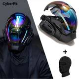 Cyberpunk Cool Mecha Futuristic Mask, Breathable Ab Color Headgear Dress Up, Halloween Christmas Cosplay Costume Props, Bar Club Rave Party Play Decors Photography Props, Stage Performance Accessories