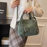 SHEIN New PU Leather Bag For Women Retro Style Handbag, Fashion Zipper Shoulder Bag With Removable Strap, Women's Work & Travel Purse, Grey,Black,Green