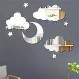 SHEIN 8pcs/Set,DIY 3D Wall Mirror Stickers For Wall Decoration, Acrylic Wall Stickers With Moon, Stars, And Clouds, Adhesive Art Decals For Living Room And