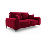 Larnite 2-personers sofa i velour B172 cm - Sort/Rød