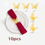 SHEIN 10pcs Butterfly Napkin Rings Hollow Out Napkin Holder For Wedding Banquet Hotel Napkin Clip Western Table Linen Decoration