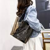 Large Capacity Transparent Shoulder Bag, Waterproof Simple Design Tote Bag, Pvc Material Shopping Beach Bag