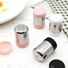 Pcs Salt And Pepper Shaker Set Portable Mini Salt Spice Shakers Steel Powder Sugar Shaker Duster With Multi Pour Holes  Lid Spice Dispenser For BBQ Gr - Black and White - one-size