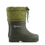 Aigle Børn - Woody Warm Mærkede Forede Gummistøvler Khaki - 26 EU - Grøn