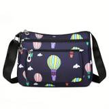 Classic Balloon Pattern Casual Shoulder Bag, Multi Zipper Pockets Crossbody Bag For Women, Trendy Messenger Bag