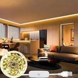 SHEIN 1 Pc Button Controlled Warm White LED Strip Lights,60LEDs/M Powered By Data Cable,Single Color Flexible LED,DC5V Easy To Install,With Adhesive On The