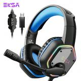 SHEIN EKSA E1000 USB Wired Gaming Headset, Over-Ear Headphones, 7.1 Surround Sound, RGB Light, Noise Cancelling Mic, Compatible With PC/PS4/PS5