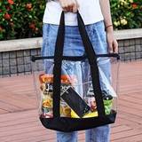 SHEIN Large Transparent Beach Tote Bag, Large Capacity, Strong And Durable Handle, Beautiful And Generous, Suitable For Going Out, Traveling, Shopping And H