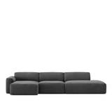 NO GA - Brick 3-Seater Chaise Lounge Open End Right - Shadow Dark Grey