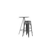 Venture Design Bistro & Tempe barsæt Mørkegrå/sort 2 stole og borde 60 cm