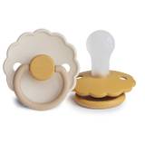 FRIGG Daisy - Round Silicone 2-Pack Pacifiers - Chamomile/Honey gold -0-18 MDR