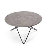 OX Denmarq O Table Sofabord Ø: 80 cm - Black Powder Coated Steel/Grey Marble