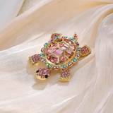 SHEIN Cute Women Kids Turtle Transparent Rhinestone Brooches Pins Classic Shiny Boutique Decoration Animal Exquisite Badges Corsage