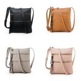 Retro Style Crossbody Bag, Small Vegan Leather Square Bag, Multi Pockets Shoulder Purse