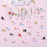 SHEIN 50pcs/Pack Nail Art Resin 3D Colorful Heart Amulet Decoration Resin Nail Fashion Accessories