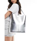 ASOS DESIGN - Sølvfarvet totetaske med lommer