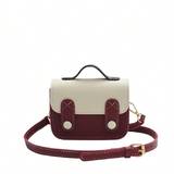 SHEIN 1pc Children's Fashionable Color Block Cambridge Satchel Bag, Perfect For Daily Use